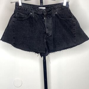 Black denim flare shorts size 25 from Forever21